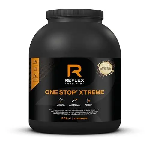 Produktbild: Reflex Nutrition One-Stop Xtreme Serious Mass Protein-Pulver – 2,03kg, Vanilleeis