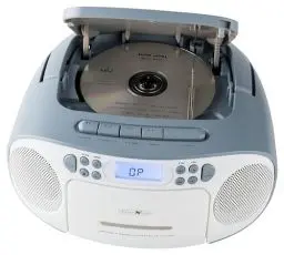Produktbild: REFLEXION CD-Player mit Kassette und Radio für Netz- und Batteriebetrieb (PLL UKW-Radio, LCD-Display, AUX-Eingang, Kopfhörer-Anschluss), weiß/blau, RCR2260