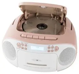 Produktbild: Reflexion RCR2260DAB/PK, Tragbares CD/MP3-Cassetten-USB-DAB+-Stereo Radio (2x12 Watt max. Musikleistung), 3,5 mm AUX-IN Anschluss und 3,5mm Kopfhörerausgang, Digitales LCD-Display,Pink