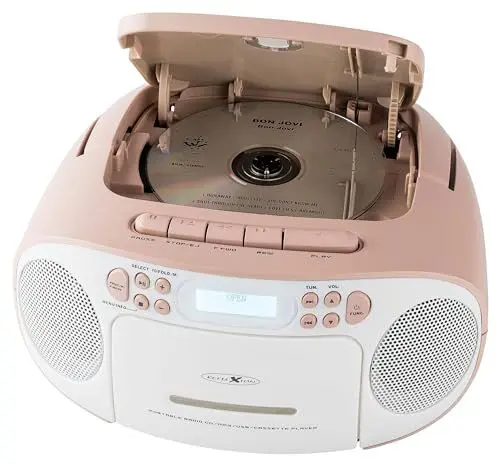 Produktbild: Reflexion RCR2260DAB/PK, Tragbares CD/MP3-Cassetten-USB-DAB+-Stereo Radio (2x12 Watt max. Musikleistung), 3,5 mm AUX-IN Anschluss und 3,5mm Kopfhörerausgang, Digitales LCD-Display,Pink