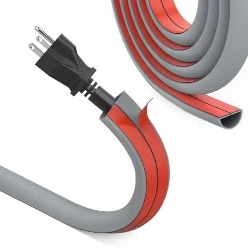 Produktbild: REFLYING Minikabelkanäle, Halbrunde Kabelabdeckung Kabelschacht, Selbstklebeband Kabelkanal zum Verstecken von 1 Kabel, Flexible Kabelabdeckung für Drähte an der Wand Boden, Grau, 15mm×10mm - 3 Meter