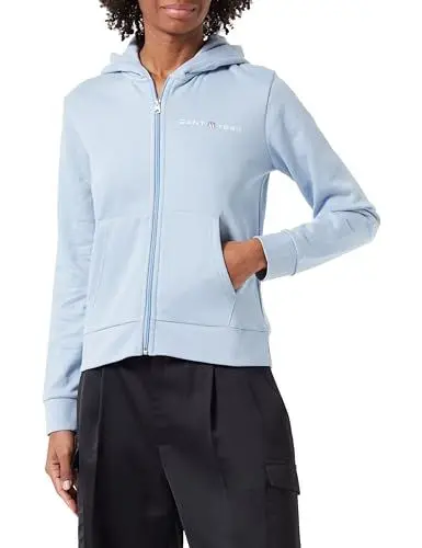 Produktbild: GANT Damen REG Printed Graphic Zip Hood Kapuzenpullover, Dove Blue, L