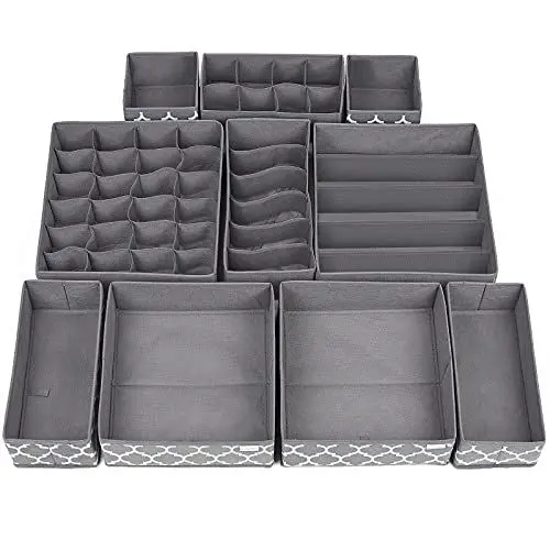 Produktbild: REGALMATE Schubladen-Organizer – Unterwäsche-Aufbewahrungs-Organizer 10-teiliges Set – Schubladenteiler für Baby Kleidung, BH, Socken, Krawatten, Schlafzimmerschrank – Kleiderschrank- & Kinderzimmer