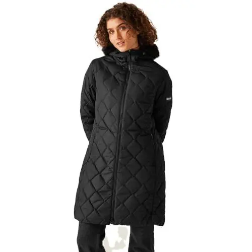 Produktbild: Regatta Damen Womens Fritha Iii Longline Full Zip Padded Jacket Gepolsterter Parka-Mantel, Schwarz, 42