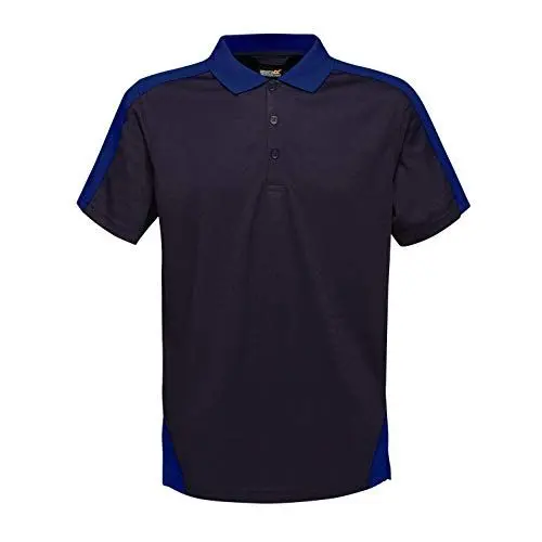 Produktbild: Regatta Herren Poloshirt mit schnellem Knopfausschnitt, Kontrast, Coolweave, feuchtigkeitsableitend, Marineblau/Newroyal, M UK