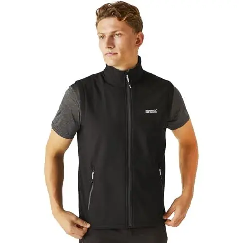 Produktbild: Regatta Männer Bradwell III' Full Zip Wind Resistant Softshell Gilet Westen, Black, 58 60 EU