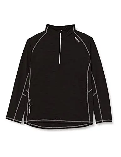 Produktbild: Regatta Yonder Herren T-Shirts/Polohemden/Polohemden mit Reißverschluss am Halsausschnitt, langärmelig, Schwarz, Größe 3XL