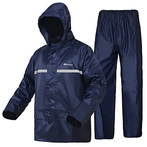 Produktbild: Herren Regenanzug Reflektierender 100% Wasserdichter Anzug Outdoor Regenmantel Winddicht Regenjacke(XL, Blau)