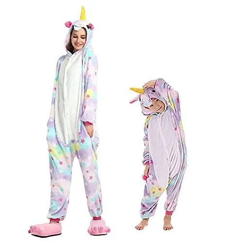 Produktbild: Regenboghorn Einhorn Kostüm Pyjama Pegasus Onesie Overall Schlafanzug Einteiler für Kinder Halloween Party Onesie Kostüm-Outfits Nachtwäsche