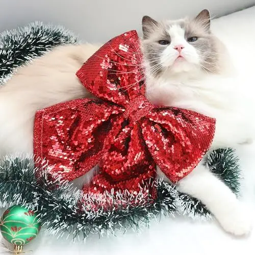 Produktbild: Regendeko Rot Weihnachtsschleifen Glitzer Schleifen Baumschleifen Weihnachten Weihnachtsbaum Bogen Weihnachten Schleifen Schleifenband Weihnachtsdeko