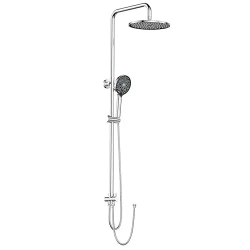 Produktbild: Regendusche Duschsystem ohne Thermostat und Armatur, YEAUPE PRO Duschsets mit Kopfbrausen(Φ250mm), Duschkopf mit 6 Strahlarten und Duschstange (längenverstellbar), Halterung und 1,60m Schlauch, Chrom