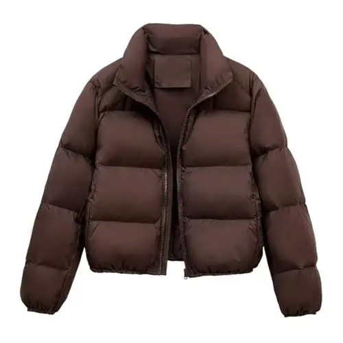 Produktbild: Regenjacke Damen Damen Kurze Brot Kleidung Verdickte Warme Baumwolle Kleidung Winter Baumwolle Kleidung Damen Wanderjacke Herbst Softshelljacke Damen (Coffee, L)