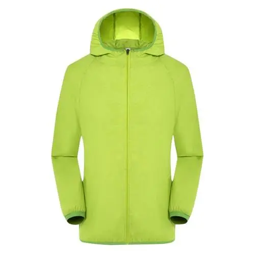 Produktbild: Regenjacke Damen Wasserdichte Atmungsaktiv übergangsjacke Faltbar Funktionsjacke Leichte Dünne Langarm Sommerjacke Reißverschluss Outdoorjacke mit Kapuze Winddicht Wanderjacke 10 Grün XL