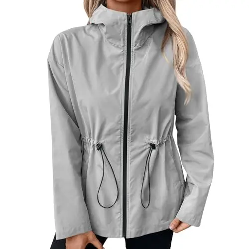 Produktbild: Regenjacke Damen Wasserfest Atmungsaktiv Regenjacke Damen Uebergroesse Damen Regenparka Wasserdicht Regenmantel Damen Regenjacke Damen Wasserdicht Winter Parka Jacken Damen