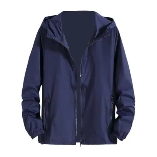 Produktbild: Regenjacke Herren Wasserdicht Fahrrad Windjacke Windbreaker Sonnenschutz Fahrradjacke Outdoorjacke Leicht Dünne Sommerjacke Softshelljacke Camping Rain Jacket Men