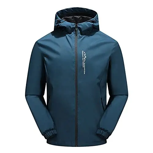 Produktbild: Regenjacke Sommer Herren Softshelljacke Herren Wasserdicht Atmungsaktiv Sommer Mit Kapuze Dünn Leicht Winddicht Regenjacke Windbreaker Jacke Fahrradjacke Regenponcho Softshelljacke(Blue,3XL)