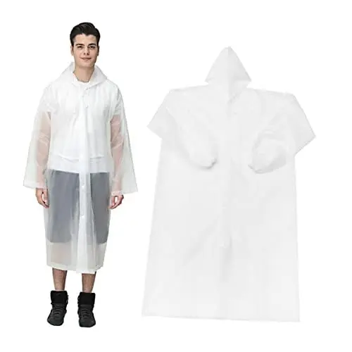 Produktbild: Regenjacke herren Regenponcho wandern Fahrrad Poncho Regenponchos für Erwachsene wimperntusche Regenmantel für Erwachsene tragbarer Regenmantel gefrostet Männer und Frauen Weiß