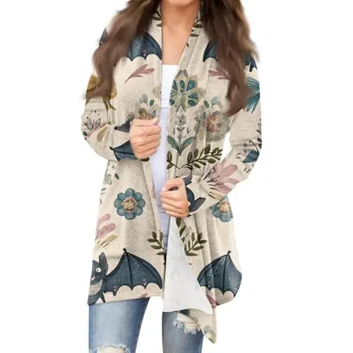 Produktbild: Regenjacke mit Futter Damen Mantel Maedchen Herbst Lang Elegant Blusen Langarm Worker Kürbis Reverskragen Beige M