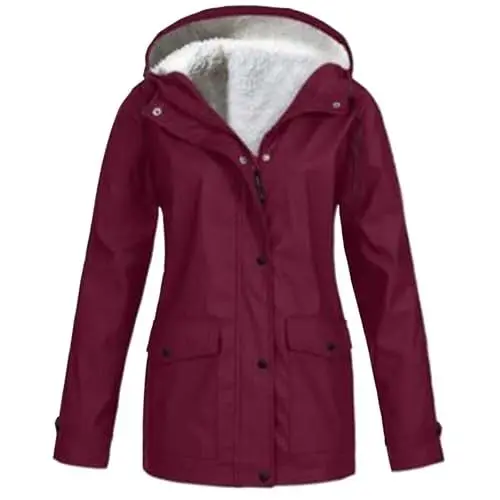 Produktbild: regenjacke damen wasserdicht Regenjacke Damen Wasserdicht Regenmantel Teddyfleece Softshelljacke Leichte GroßE GrößEn Wasserdichte Fahrrad Jacken Warm Herbst sport jacke