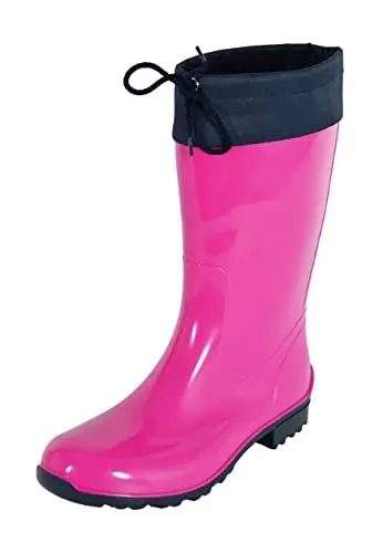 Produktbild: Regenliebe Damen Gummistiefel de Fieselregen Regenstiefel Langschaft, Farbe:Fuchsia/dunkelblau, Größe:37 EU