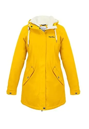Produktbild: Regenliebe Damen Regenmantel Friesennerz mit Teddyfleece gefüttert, Größe:44, Farbe:gelb