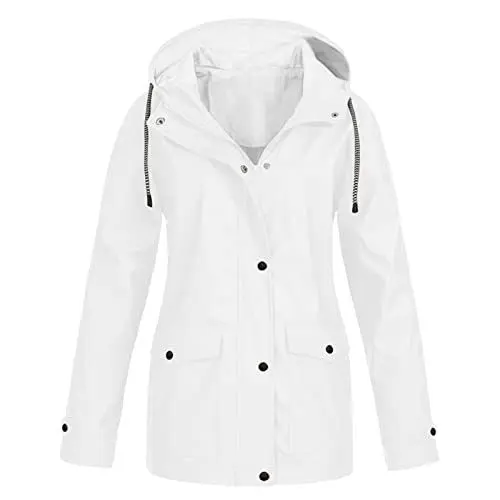 Produktbild: HSUAYEUD Regenponcho Damen,Regenponcho Damen Wasserdicht Regenjacke Damen Gefüttert Schietwetter Regenjacke Damen Regenjacke Damen Lang Regenjacke Damen Wasserdicht Atmungsaktiv Windjacke