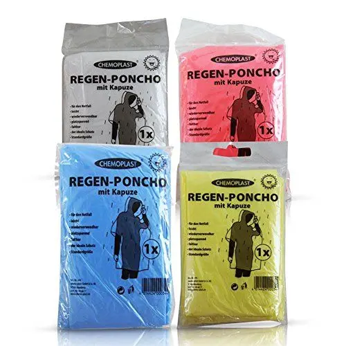 Produktbild: Regenponcho Regen Poncho mit Kapuze Notfallponcho