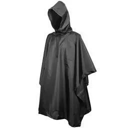 Produktbild: Sensong Regenponcho Wasserdicht Regencape mit Kapuze Multifunktionales Regenmantel Wiederverwendbar Regenkleidung Faltbare Ripstop Damen Herren für Wandern Camping Angeln Täglichen Gebrauch Schwarz
