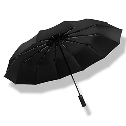 Produktbild: Regenschirm, Regenschirme for Regen, Taschenschirm, kompakter faltbarer Reiseschirm, ergonomischer Griff, automatisches Öffnen und Schließen, leichter tragbarer Rucksack, Sonne und Regen, 12 Rippen, H