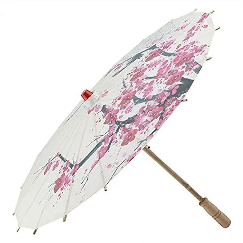 Produktbild: Regenschirm aus Geöltem Papier, 55,9 Cm, Handgefertigter Regenschirm aus Geöltem Papier, Chinesische Kunst, Klassischer Tanzregenschirm, Pflaumenblüte, für Hochzeitsfeiern, Fotografie, Kostüme, Cospla