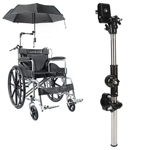 Produktbild: Regenschirmhalterung,Schirmständer, Rollstuhl-Regenschirmhalter, Faltbarer Edelstahl-Regenschirm-Halterung, Golfschirmhalter für Trolley, Rollstuhl-Regenschirm-Klemme, Fahrrad-Regenschirm-Halterung