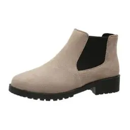 Produktbild: Regenschutz Schuhe 2024 Fallen Damen-Schuhe in ÃœbergröÃŸe Stiefel mit dicken Absätzen und dicken Sohlen einfarbig Flache Schuhe Urlaubsparty Urlaubsstiefel X-668 Beige 6.5