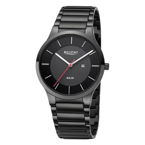 Produktbild: REGENT Herrenuhr Solar Schwarz 11150780