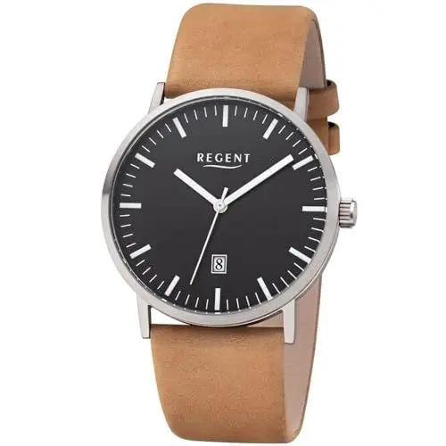 Produktbild: Regent Herren Analog Quarz Uhr mit Leder Armband 11190185
