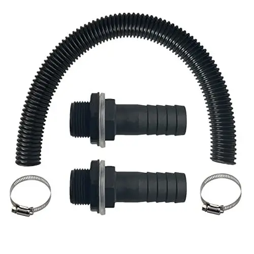 Produktbild: Regentonnen Verbindungsset inkl. 2 Regentonnendurchführung 1 Zoll mit Schlauchtülle, 50 cm Verbindungsschlauch 25mm (1''), 2 Schlauchschellen, Regentonnen Verbinder Set für Regenwasser Tonnen