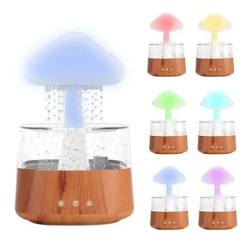 Produktbild: CJBIN Regen Wolken Luftbefeuchter, 450 ml Rain Cloud Humidifier, 7 Farben Pilz Lampe Wassertropfen, Regentropfen Luftbefeuchter Schlafzimmer, Regengeräusche Raumbefeuchter Schlafzimmer Kinderzimmer