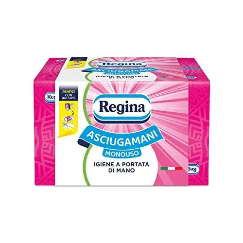 Produktbild: Regina Einweg-Handtücher – Packung mit 100 Services, praktische und hygienische Handtücher, 100% FSC-Zellulose, biologisch abbaubar, Spenderverpackung