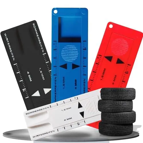 Produktbild: Reifen Profiltiefenmesser 0-20mm Messbereich - Reifenprofiltiefenmesser für Winter- & Sommerreifen - Autozubehör zum Tiefenmessen der Reifen - praktisches Reifendruckmessgerät, Farbe:standard-blau PP
