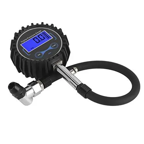 Produktbild: Reifendruckmessgerät, Fydun 200 PSI Reifendruckmesser Überwachung LCD Digitalanzeige 4 Einheiten Reifendruckprüfer Standard Anschluss Reifendruckmessgerät für Auto Motorrad Fahrrad