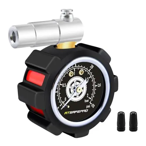 Produktbild: Reifendruckprüfer 30PSI /2BAR,ATsafepro Presta Valve Mountainbike luftdruckprüfer, reifendruckmesser Fahrrad Perfekt für Mountainbike Zubehör
