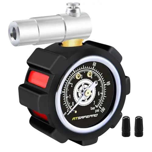 Produktbild: Reifendruckprüfer fahrrad 100PSI / 7BAR,ATsafepro Presta Ventil französisches ventil Luftdruckprüfer, Reifendruckmesser perfekt für fahrrad Zubehör