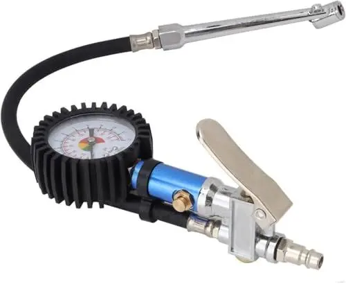 Produktbild: Reifenfüller mit Tankstellenstecker,0-12BAR Reifendruckprüfer Luftdruckprüfer,Selbstklemmender Reifenfüller Messgerät mit Luftdruckmesser und Schnellluftanschluss, für Auto, Motorrad, Lkw