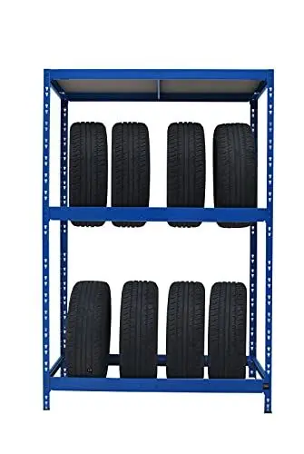 Produktbild: Callidus Baumarkt Reifenregal | ✓ 179 x 130 x 50 cm | blau ✓ 8-12 Reifen I Reifenständer Metallregal Garagenregal Kellerregal