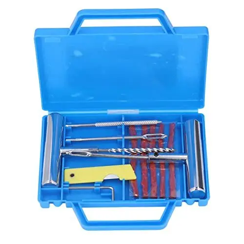 Produktbild: Reifenreparaturset, 11-teilig, Reifenreparaturset, T-Griff, Schnurstopfen, Raspel, Schneidmesser, Sechskantschlüssel-Einsatzwerkzeug-Set für Autos, Reifen- und