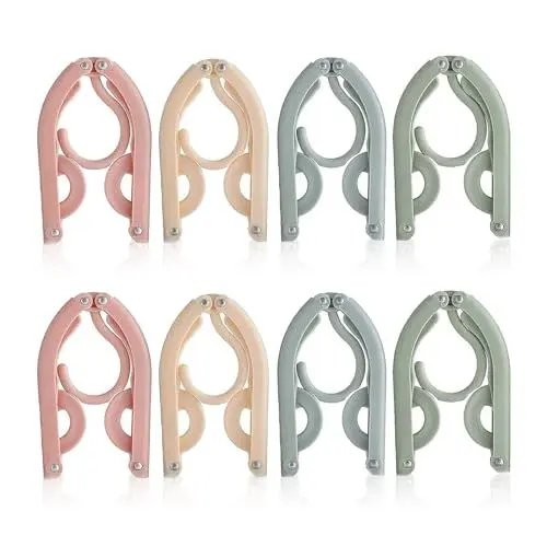 Produktbild: Reise Kleiderbügel, 8 Stück Faltbare Kleiderbügel Klappbar Reisekleiderbügel Platzsparende Reisebügel Zusammenklappbar Hangers Clothes für Zuhause Hotel Reisen Camping