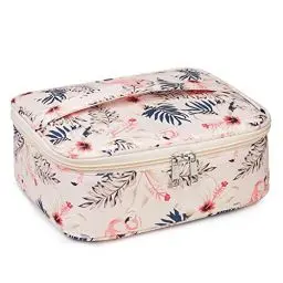 Produktbild: Reise Kosmetiktasche Große Make-up-Tasche Schminktasche Kosmetiktasch Organizer für Damen und Mädchen (Beiger Flamingo)