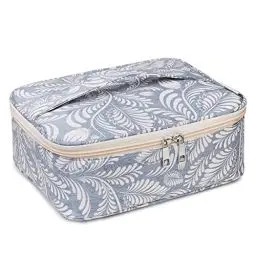 Produktbild: Reise Kosmetiktasche Große Make-up-Tasche Schminktasche Kosmetiktasch Organizer für Damen und Mädchen (Blaues Blatt)