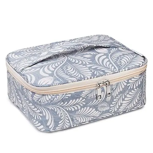 Produktbild: Reise Kosmetiktasche Große Make-up-Tasche Schminktasche Kosmetiktasch Organizer für Damen und Mädchen (Blaues Blatt)