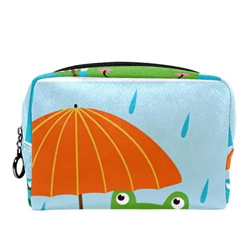 Produktbild: Reise Kulturbeutel mit Reißverschlüssen, Reisezubehör, Toilettenartikel, Kosmetiktasche, Make up Taschen für Männer und Frauen,Cartoon Tier Sommer Teich Frosch