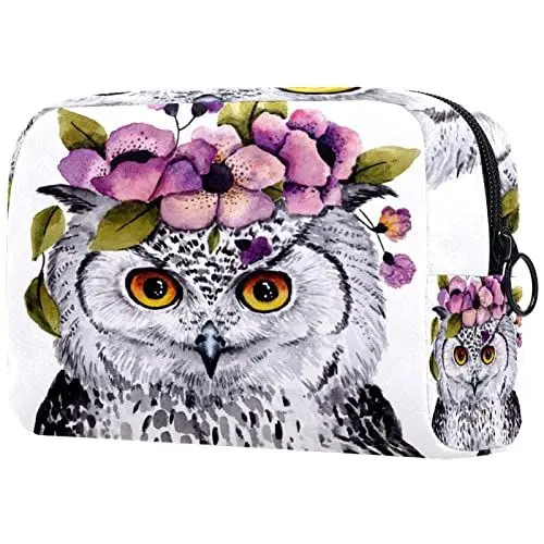 Produktbild: Reise Kulturbeutel mit Reißverschlüssen, Reisezubehör, Toilettenartikel, Kosmetiktasche, Make up Taschen für Männer und Frauen,Eulen und Blumen Tiere